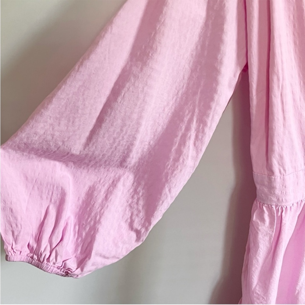 Gianni Bini Shelley dress pink v neck wrap long sleeve tiered tie - Picture 3 of 10